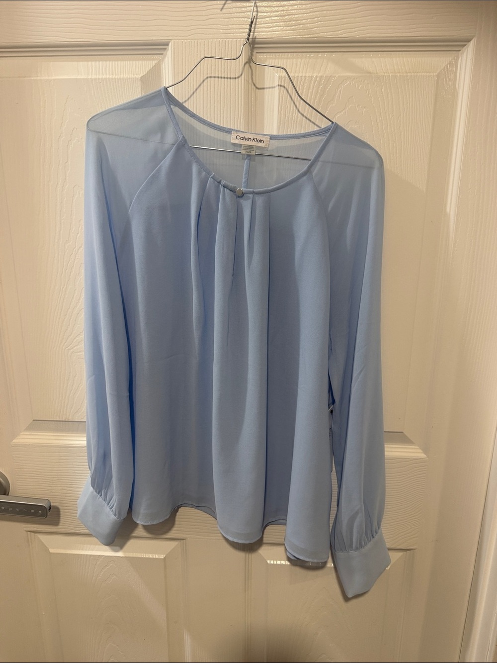 Calvin Klein Pale Blue Long Sleeve Blouse